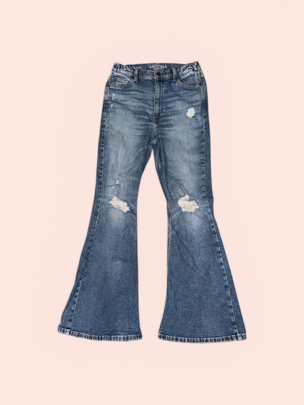 Arizona Jean Company Distressed Medium Blue Flare Jeans